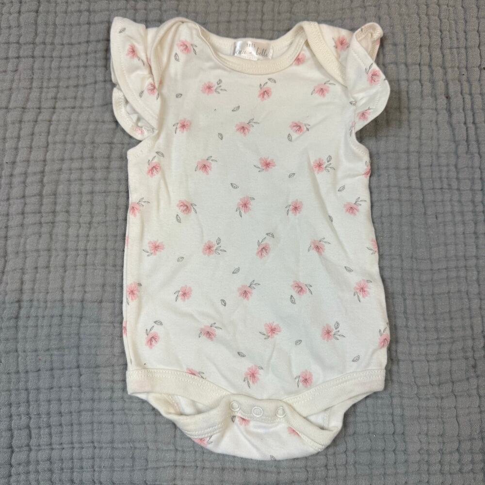 0-3 Months Flutter Sleeve Ruffle Bodysuit Onesie Romper Floral Baby Girl
